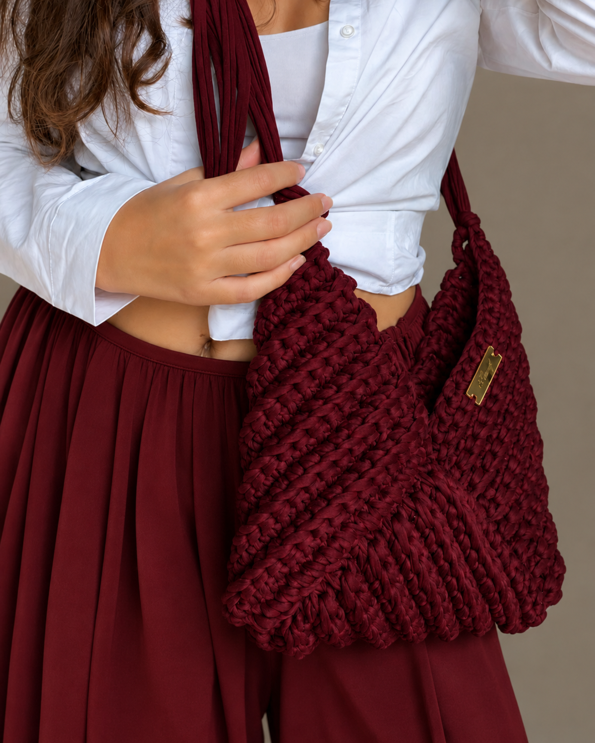 3 IN 1  CROCHET BAG BORDEAUX