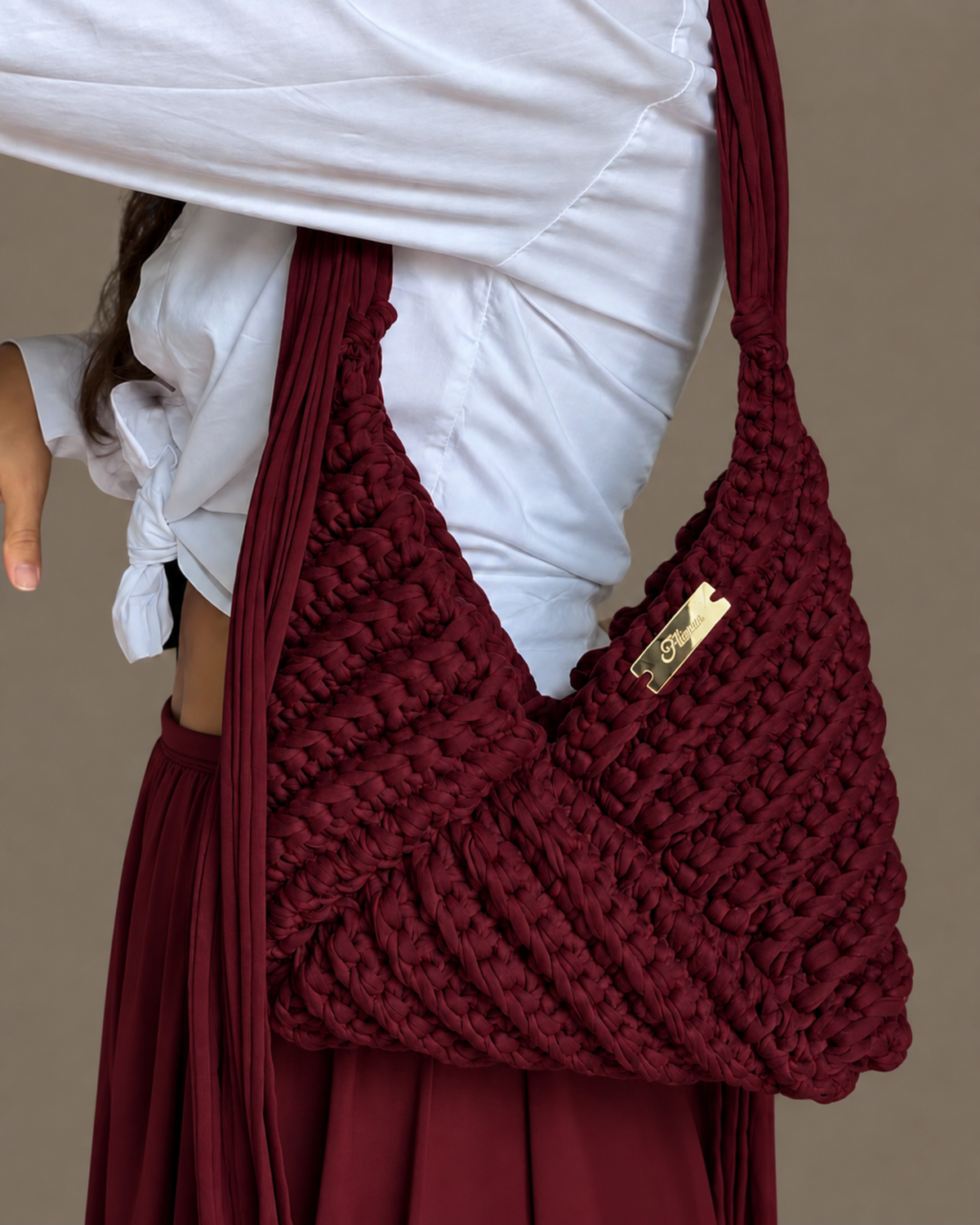 3 IN 1  CROCHET BAG BORDEAUX
